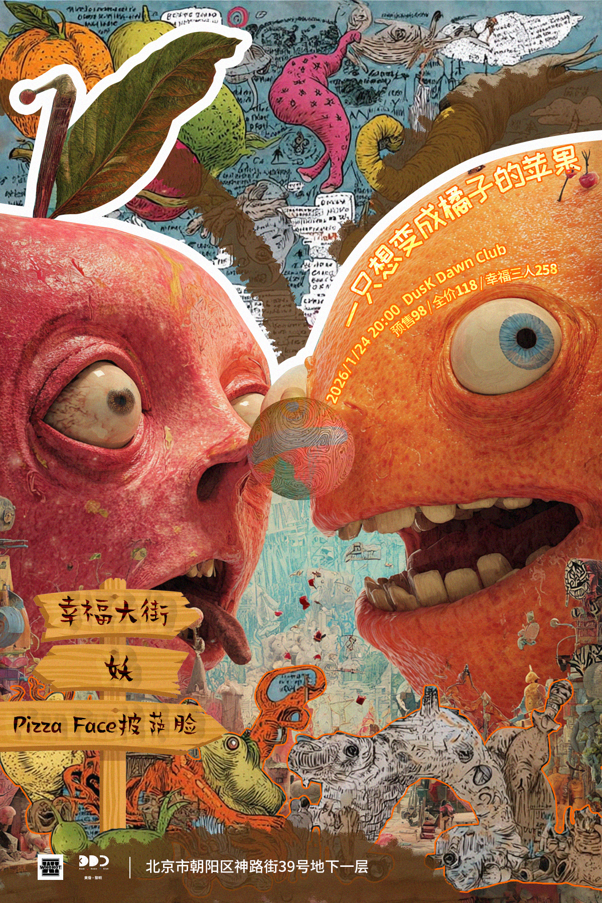 【北京站】吴虹飞&幸福大街 / PIZZAFACE披萨脸 / 妖乐队「一只想变成橘子的苹果」